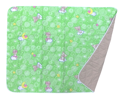 Покрывало стеганое 110*140 Мишки в облаках зел.