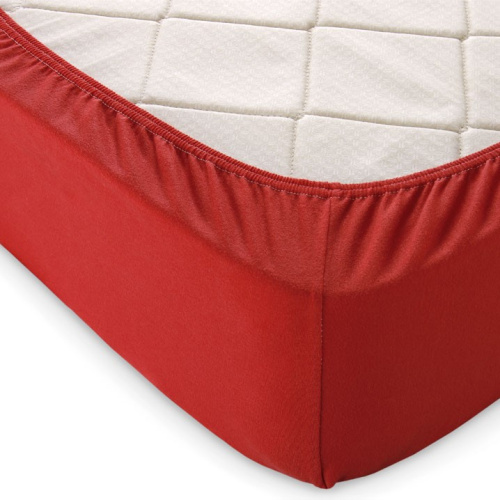 Простыня трикотажная на резинке  90*200*20 терракотовый