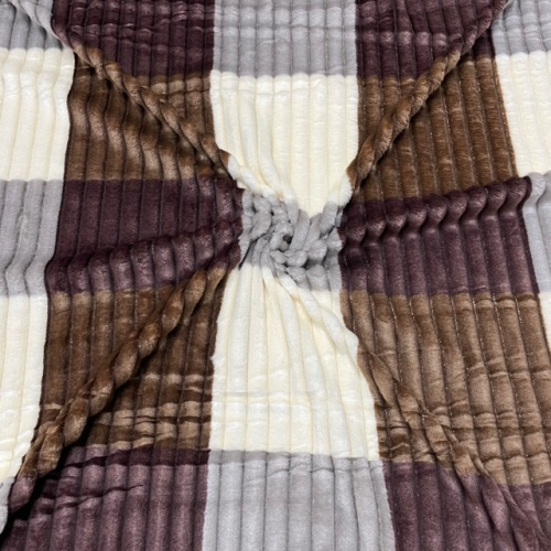 Велсофт жаккард Клетка корич.