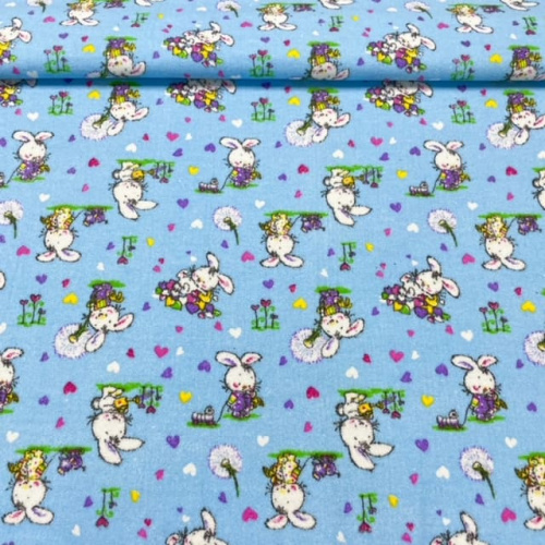 Фланель дет 75 см рис 643-3П зайчики гол.