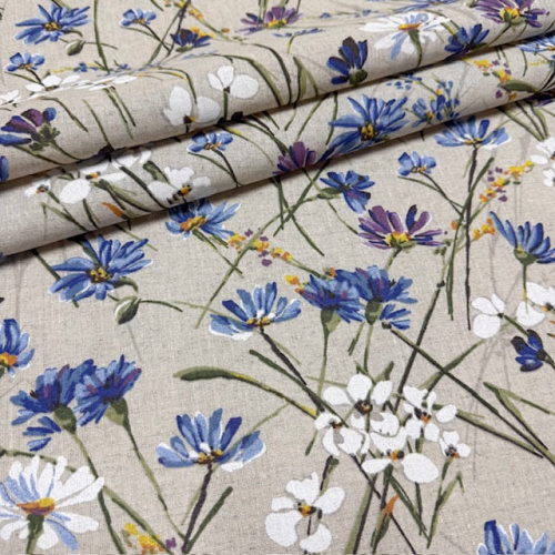 Ткань п/лен п/вар. шир 150см Васильковый шелк 1677