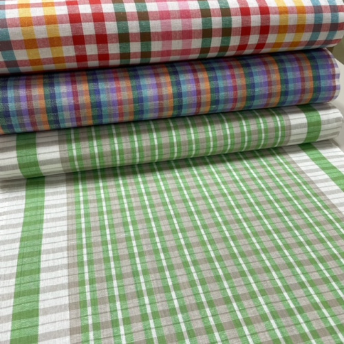 Полулен полотно шир.50 рис. цветная клетка мелк.