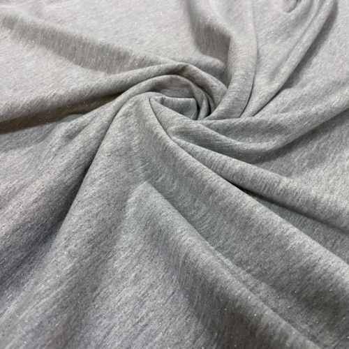 Футер 2-нитка петля с лайкрой рулон серый меланж с люрексом 