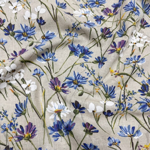 Ткань п/лен п/вар. шир 150см Васильковый шелк 1677