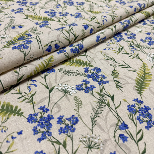 Ткань п/лен п/вар. шир 150см Незабудки 1702/1