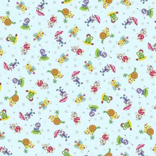 Фланель дет 90 см рис  5579/2 букашки гол. ОТРЕЗ