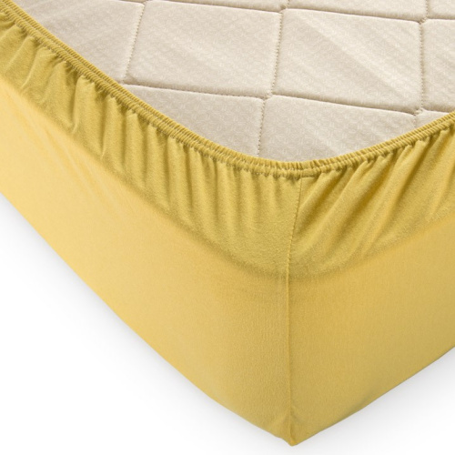 Простыня трикот.на рез.Р010Т 90*200*20 горчица